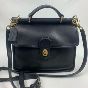 Vintage Coach Willis Black Leather Satchel shoulder bag Brass Hardware Hang tag